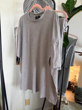 Dressed In Lala Lex Ribbed Playsuit in Heather Grey